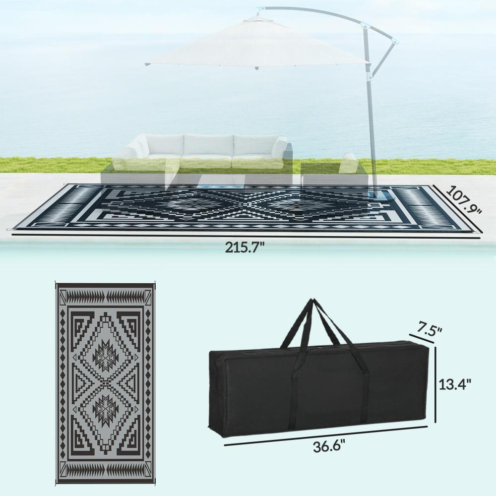 Outdoor Rug,Reversible Outdoor Rug, Waterproof Plastic Straw with Carry Bag
