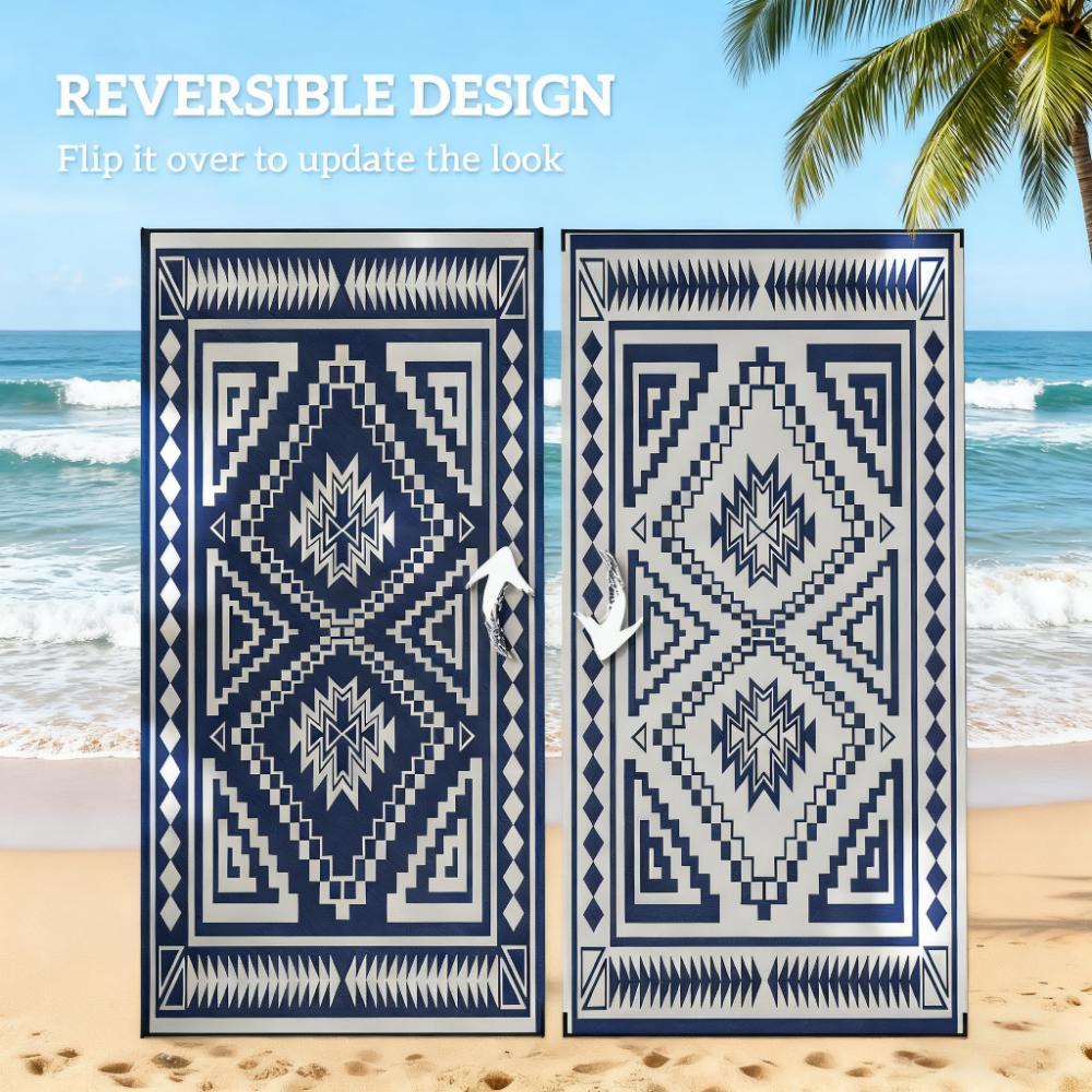 Outdoor Rug,Reversible Outdoor Rug, Waterproof Plastic Straw with Carry Bag