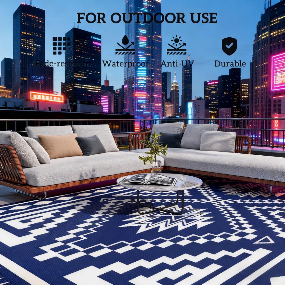 Outdoor Rug,Reversible Outdoor Rug, Waterproof Plastic Straw with Carry Bag