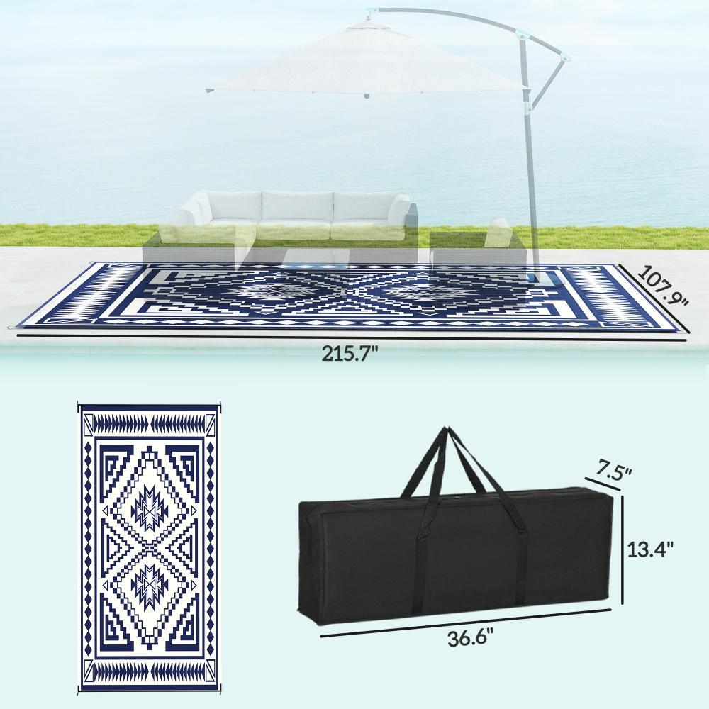 Outdoor Rug,Reversible Outdoor Rug, Waterproof Plastic Straw with Carry Bag