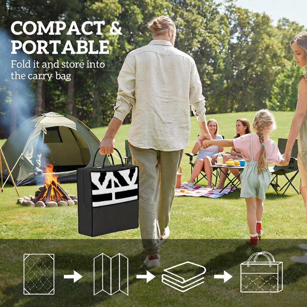 Geometric Style Reversible Outdoor Rug, Waterproof Plastic Straw with Carry Bag