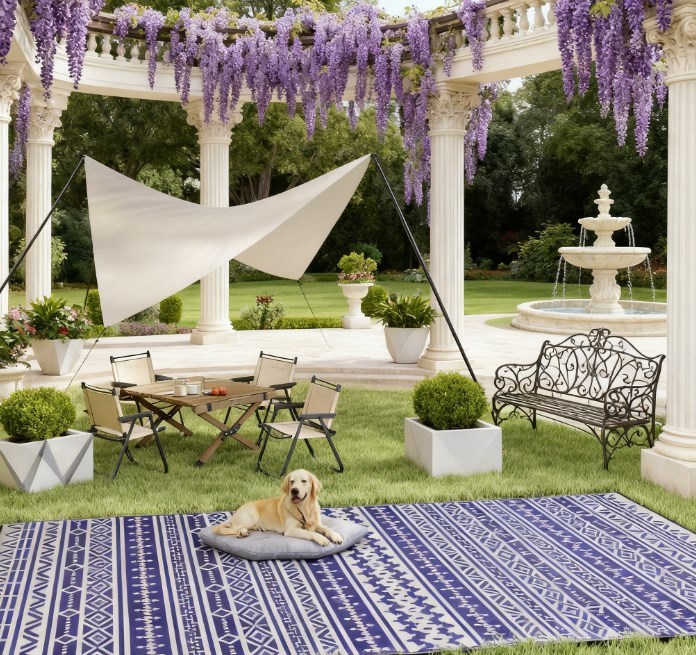 Patio Rug,Outdoor Rug,Reversible Outdoor Rug, Waterproof Plastic Straw with Carry Bag