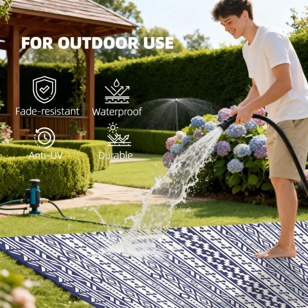 Patio Rug,Outdoor Rug,Reversible Outdoor Rug, Waterproof Plastic Straw with Carry Bag