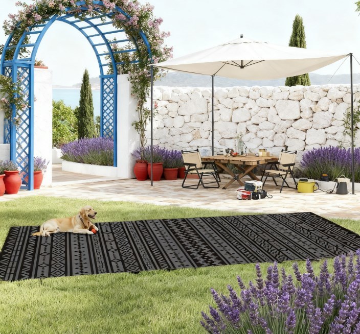 Patio Rug,Outdoor Rug,Reversible Outdoor Rug, Waterproof Plastic Straw with Carry Bag