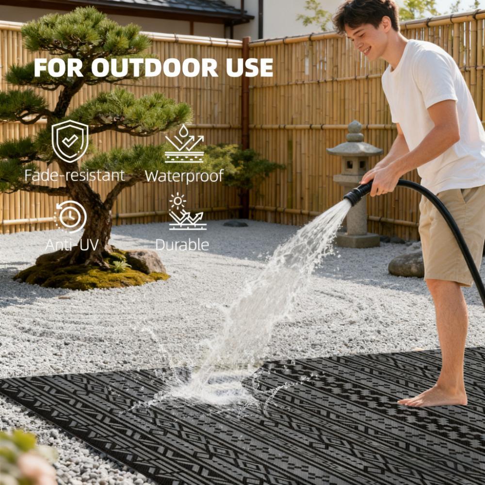 Patio Rug,Outdoor Rug,Reversible Outdoor Rug, Waterproof Plastic Straw with Carry Bag