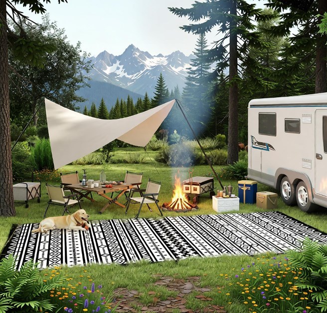 Patio Rug,Outdoor Rug,Reversible Outdoor Rug, Waterproof Plastic Straw with Carry Bag