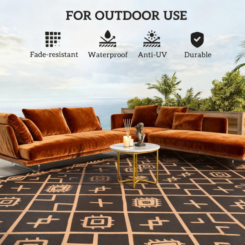 Outdoor Rug,Patio Rug,Reversible Outdoor Rug, Waterproof Plastic Straw with Carry Bag