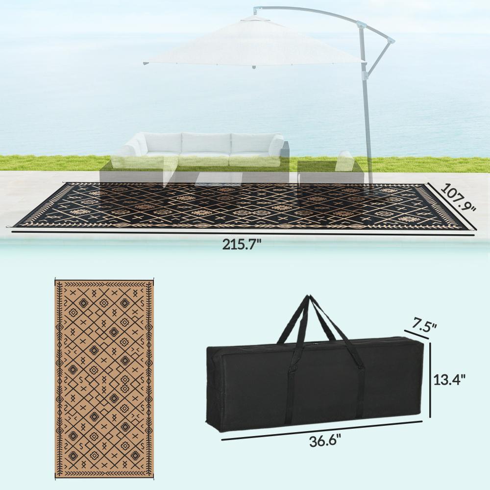 Outdoor Rug,Patio Rug,Reversible Outdoor Rug, Waterproof Plastic Straw with Carry Bag