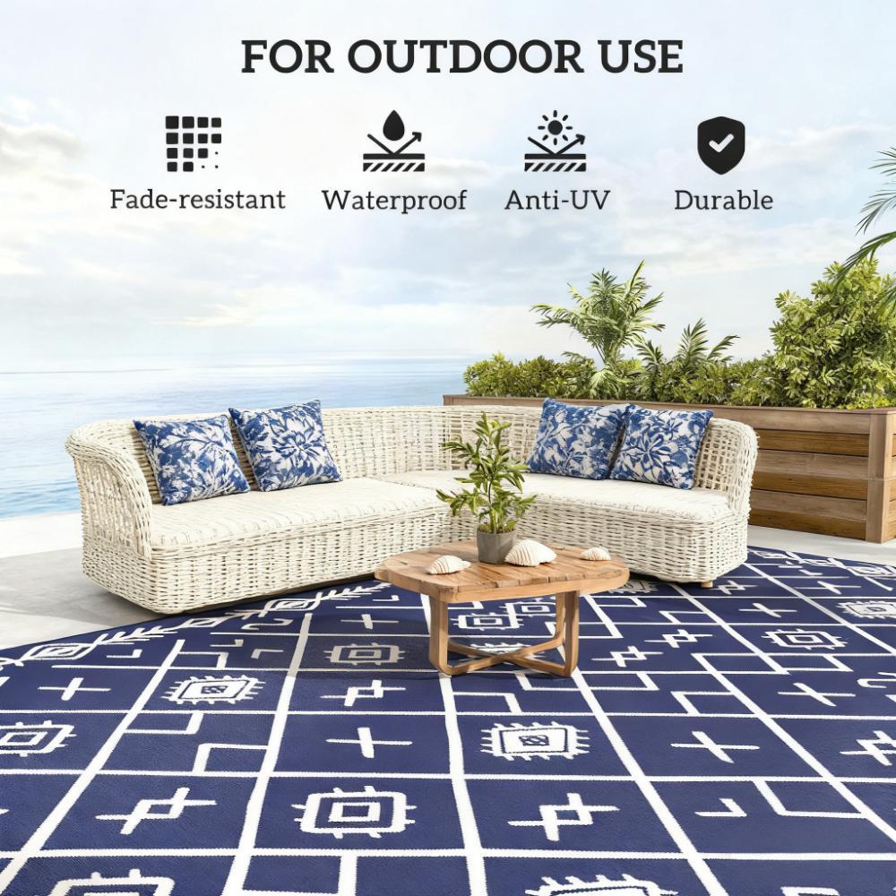Outdoor Rug,Patio Rug,Reversible Outdoor Rug, Waterproof Plastic Straw with Carry Bag