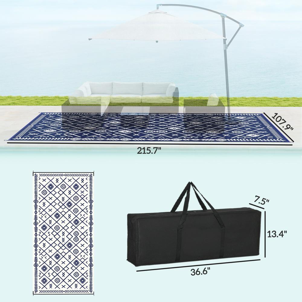Outdoor Rug,Patio Rug,Reversible Outdoor Rug, Waterproof Plastic Straw with Carry Bag