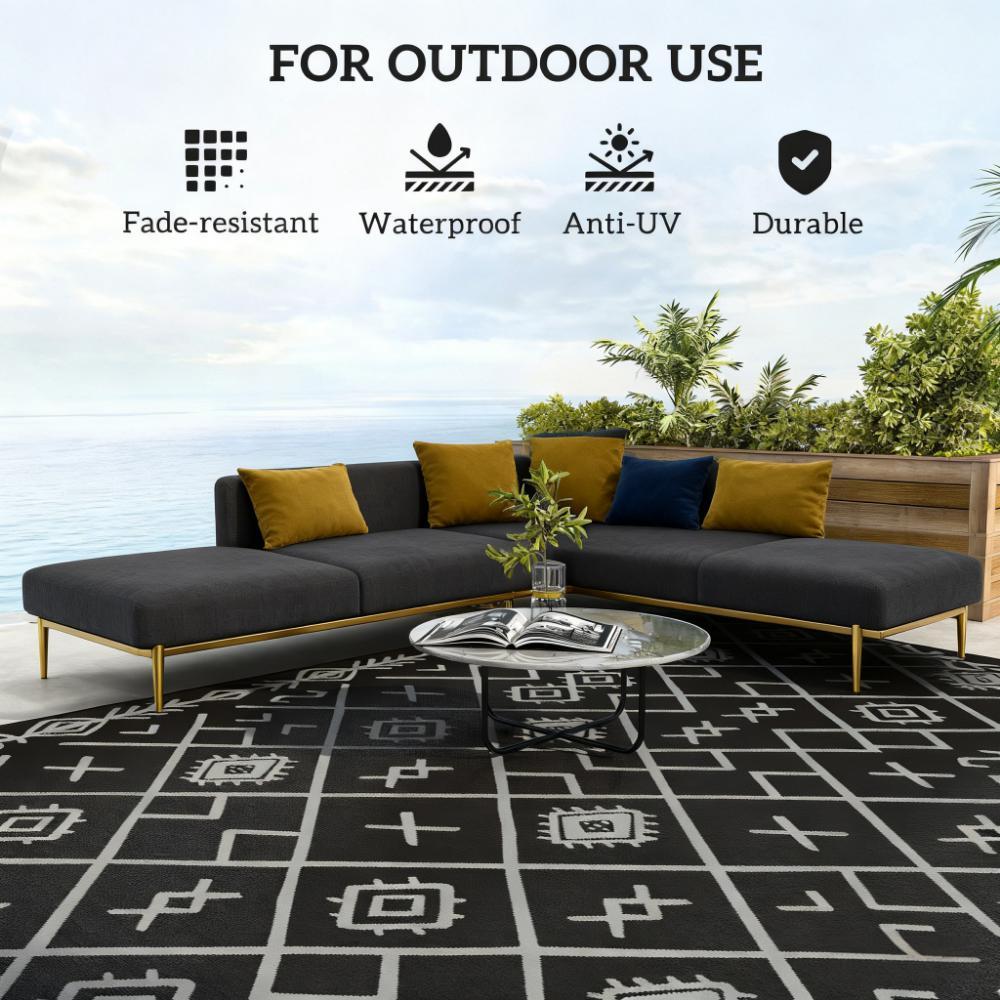 Outdoor Rug,Patio Rug,Reversible Outdoor Rug, Waterproof Plastic Straw with Carry Bag