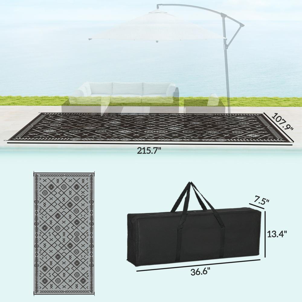 Outdoor Rug,Patio Rug,Reversible Outdoor Rug, Waterproof Plastic Straw with Carry Bag
