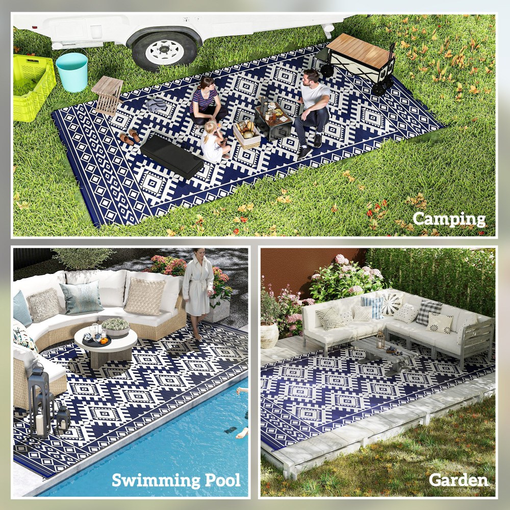 Portable Outside Camping Area Carpet Mat,Reversible Rug,Outdoor Rug for Patio for Decor