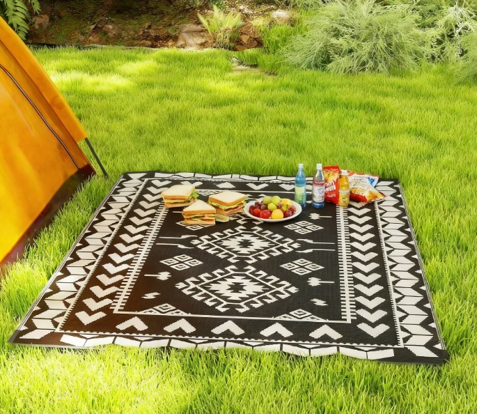 Patio Rug for Decor,Portable Outside Camping Area Carpet Mat,Reversible Rug,for Indoor and Outdoor