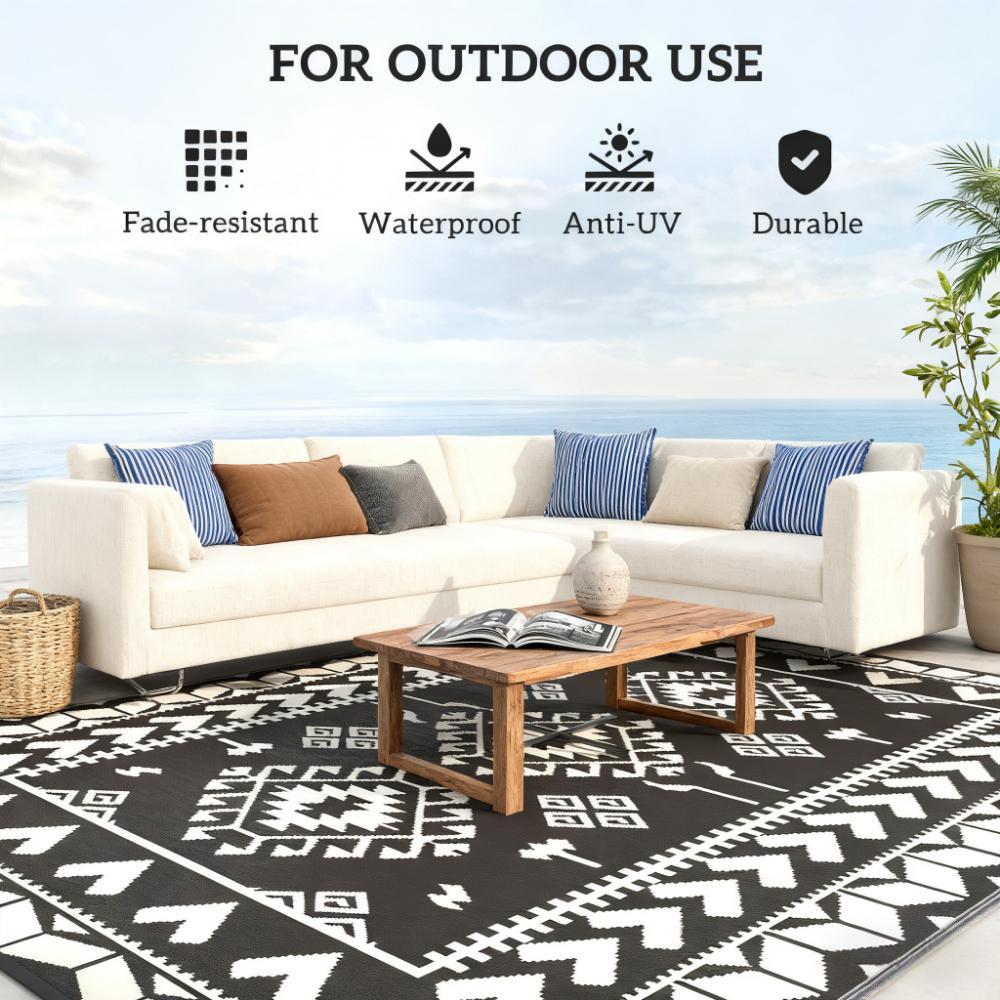 Patio Rug for Decor,Portable Outside Camping Area Carpet Mat,Reversible Rug,for Indoor and Outdoor