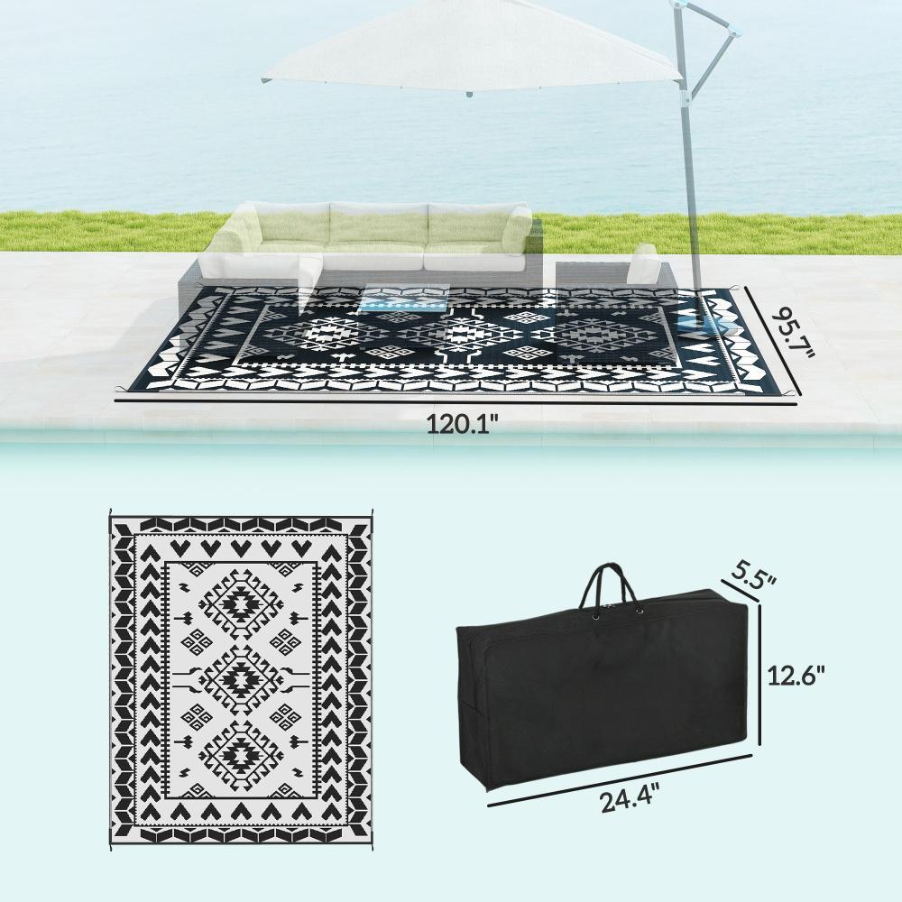 Patio Rug for Decor,Portable Outside Camping Area Carpet Mat,Reversible Rug,for Indoor and Outdoor