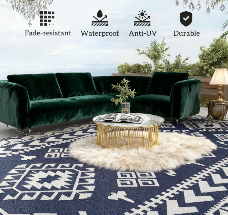 Outdoor Rug for Patio for Decor,Portable Outside Camping Area Carpet Mat,Reversible Rug,for Backyard Porch,Picnic