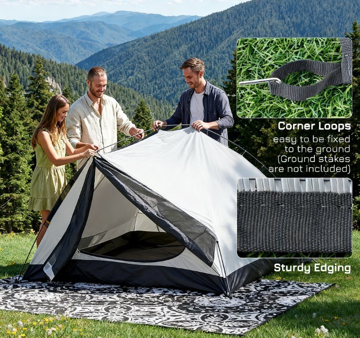 Portable OutsideCamping Carpet Mat,Reversible Plastic Straw Rug for Picnic,Outdoor Rug for Patio,Waterproof Large Mat