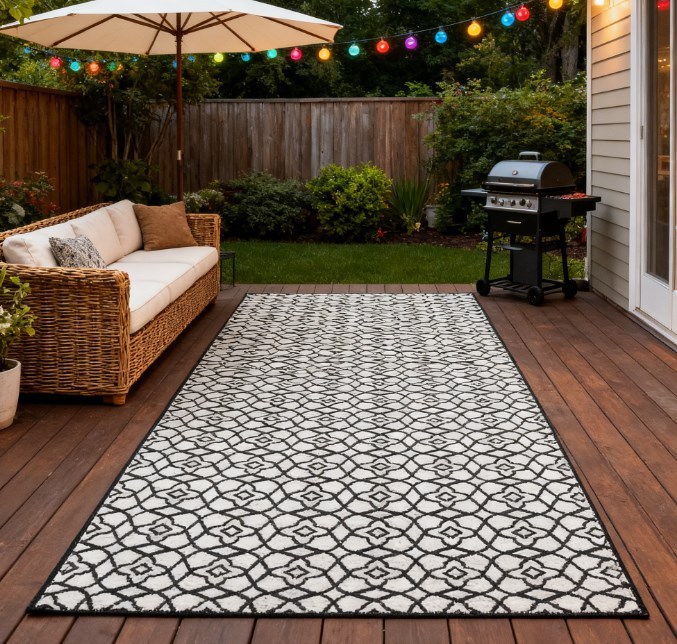 Patio Rug,Reversible Outdoor Rug Carpet RV Camping Rugs with Carry Bag