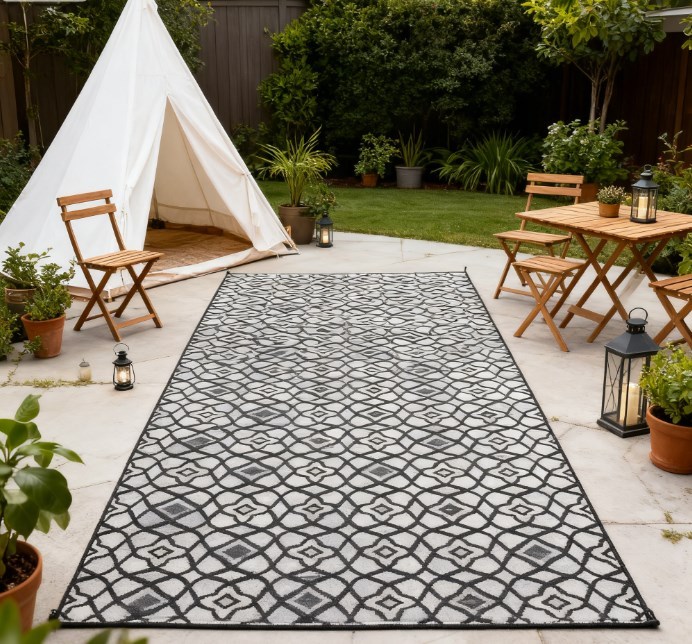 Patio Rug,Reversible Outdoor Rug Carpet RV Camping Rugs with Carry Bag