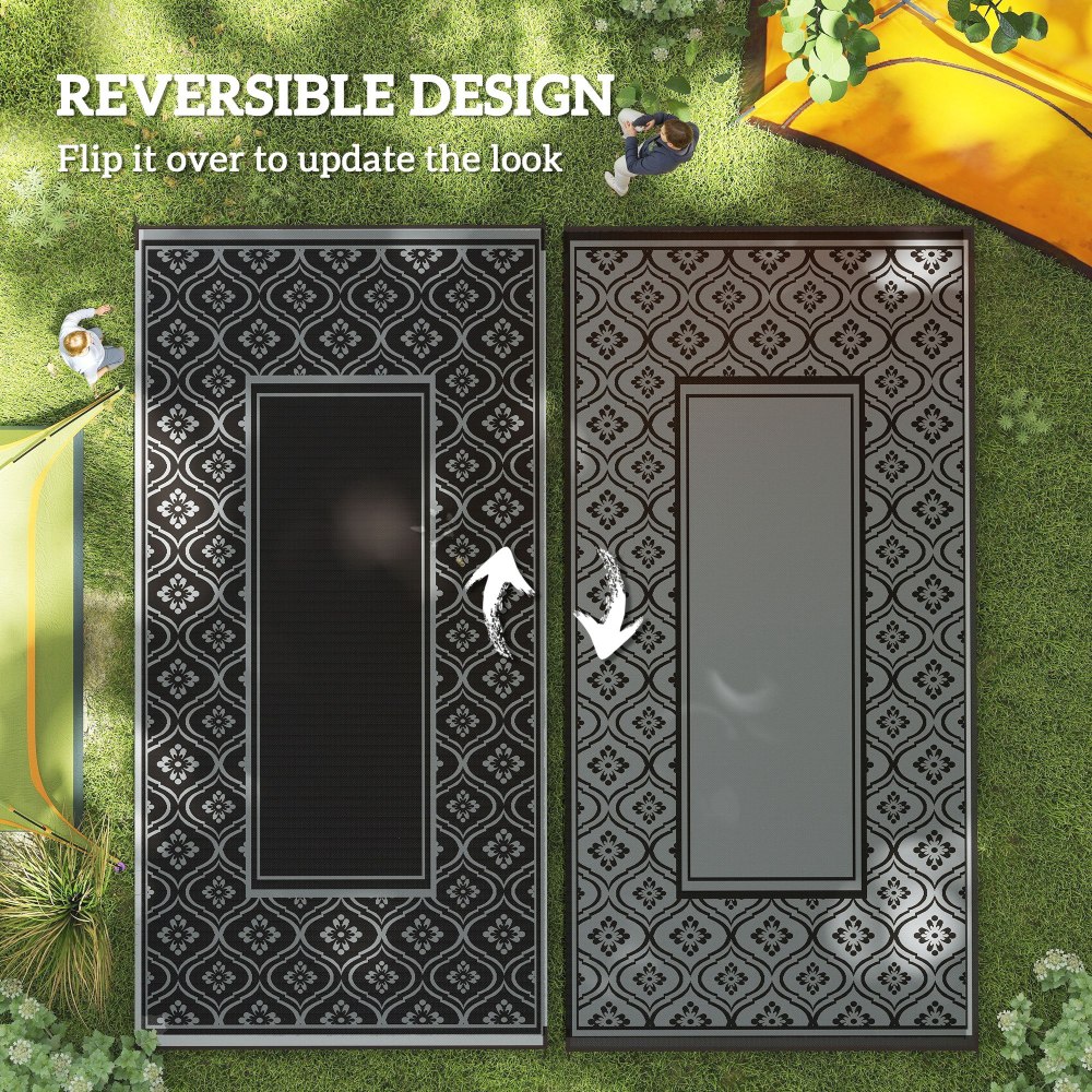 Patio Rug,Reversible Outdoor Rug, Waterproof Plastic Straw with Carry Bag
