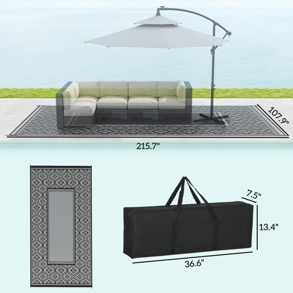 Patio Rug,Reversible Outdoor Rug, Waterproof Plastic Straw with Carry Bag