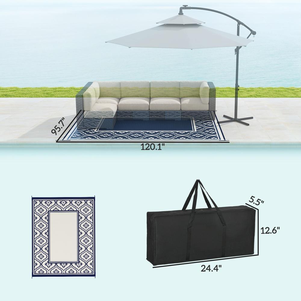 Outdoor Rug,Patio Rug,Reversible Outdoor Rug,Waterproof Plastic Straw with Carry Bag