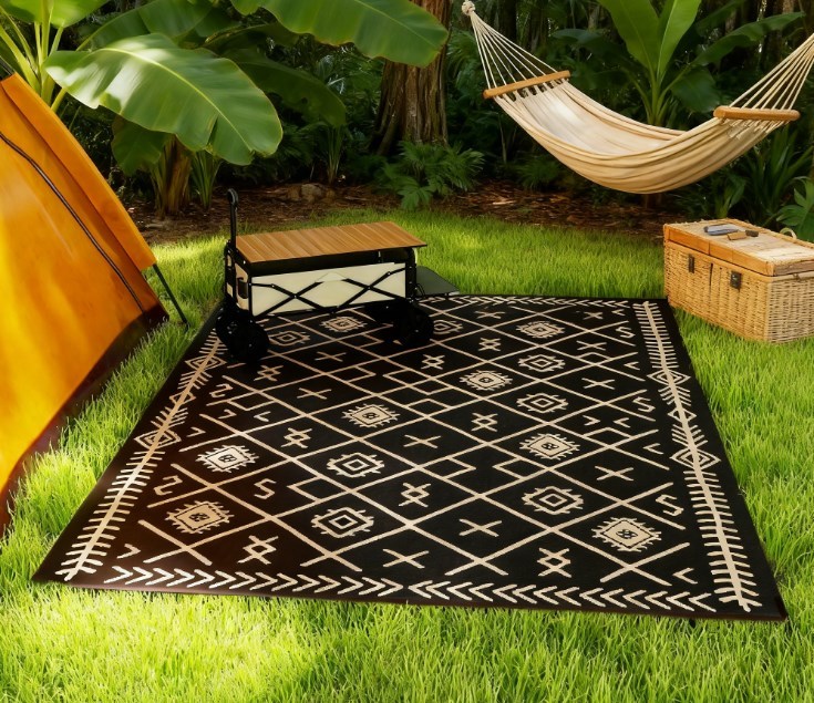Easy to Carry Outdoor Rug,Patio Rug,Reversible Outdoor Rug, Waterproof Plastic Straw with Carry Bag