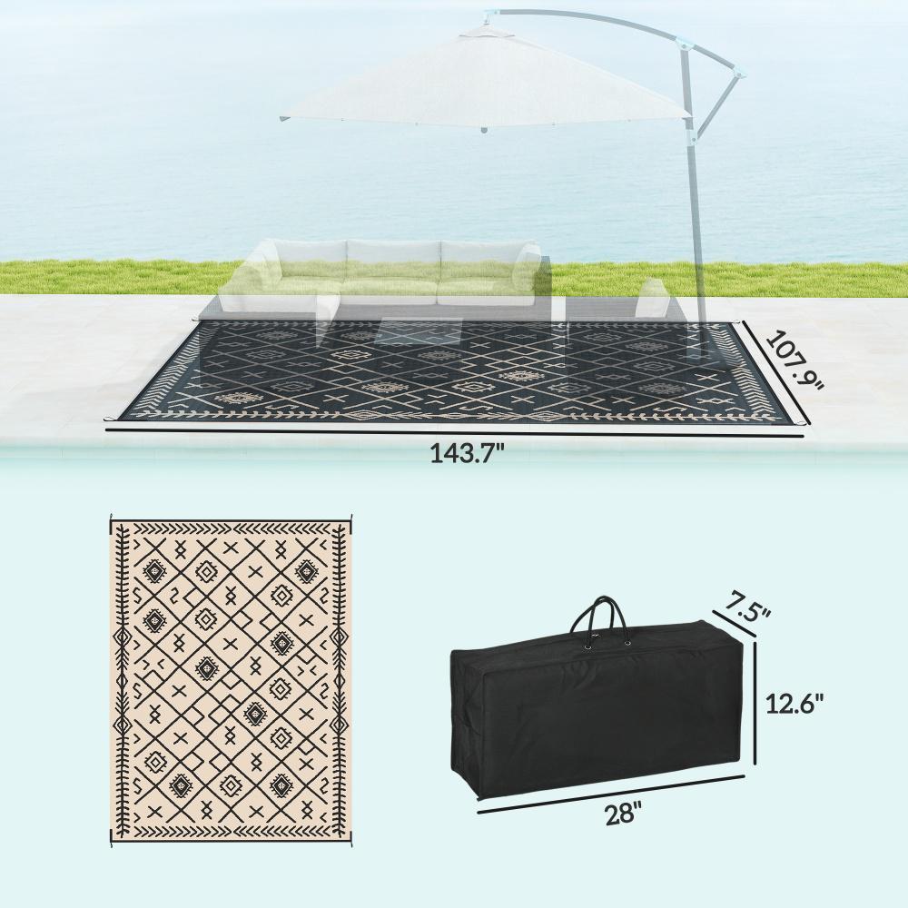 Easy to Carry Outdoor Rug,Patio Rug,Reversible Outdoor Rug, Waterproof Plastic Straw with Carry Bag