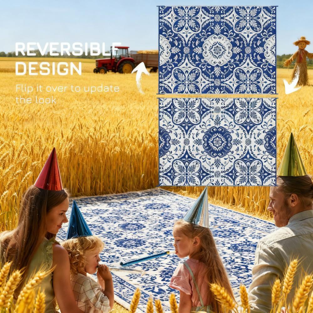 Reversible Plastic Straw Rug,Outdoor Rug for Patio for Decor, Portable Outside Camping Area Carpet Mat for Backyard Porch,Picnic