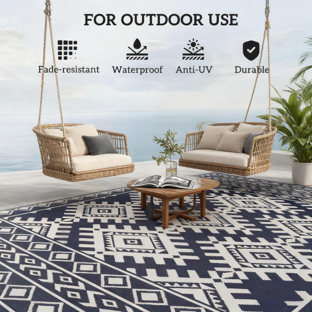 Reversible Rug,Outdoor Rug for Patio for Decor, Portable Outside Camping Area Carpet Ma
