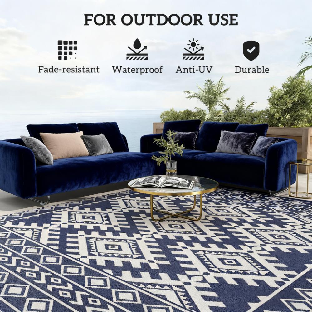 Reversible Rug,Portable Outside Camping Area Carpet Mat,Outdoor Rug for Patio for Decor,Reversible Rug