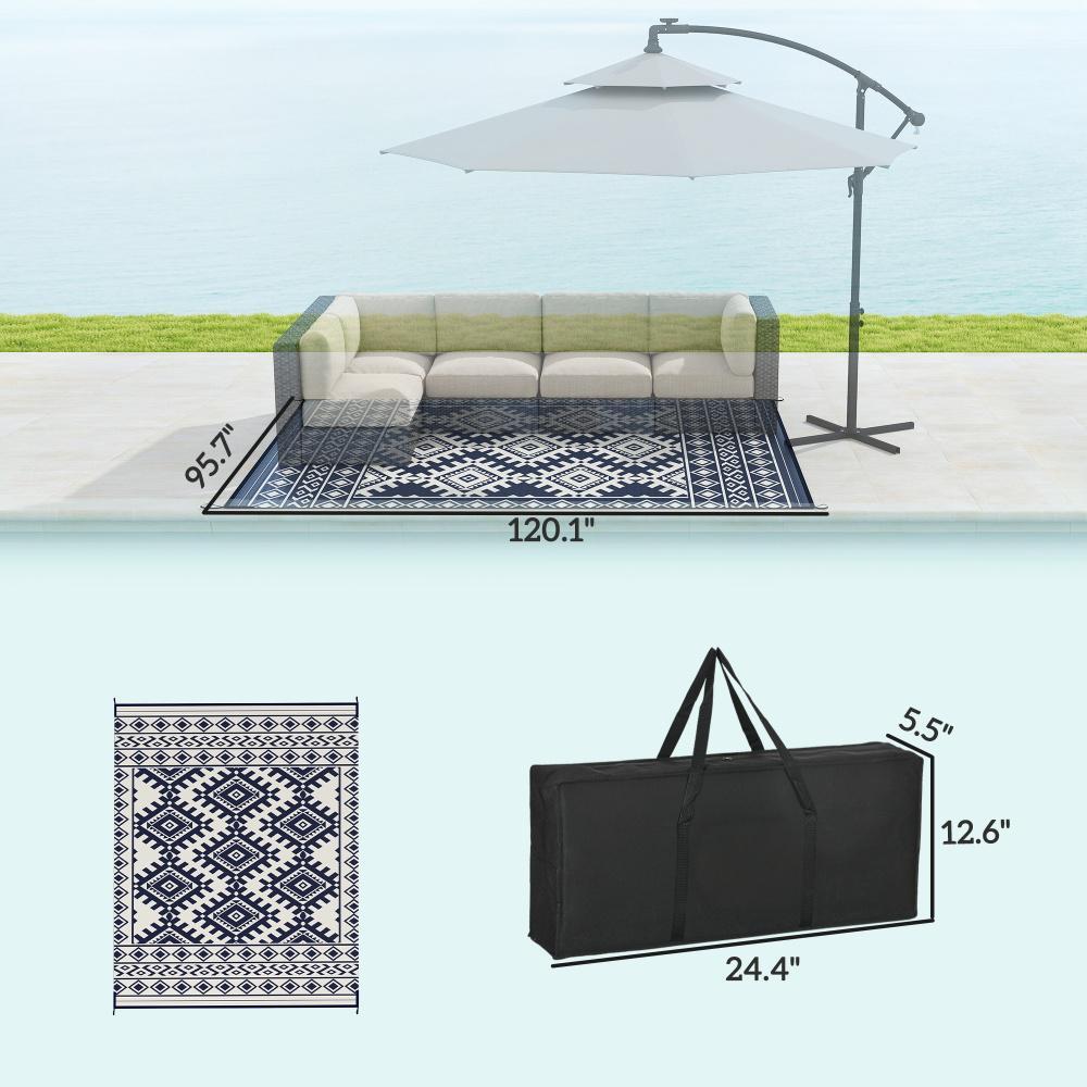 Reversible Rug,Portable Outside Camping Area Carpet Mat,Outdoor Rug for Patio for Decor,Reversible Rug