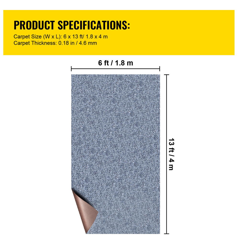 Gray Marine Carpet 6 ft x 13.1 ft Boat Carpet Rugs Indoor Outdoor Rugs for Patio Deck Anti-Slide TPR Water-Proof Back Cut Outdoor Marine Carpeting Easy Clean Outdoor Carpet Roll