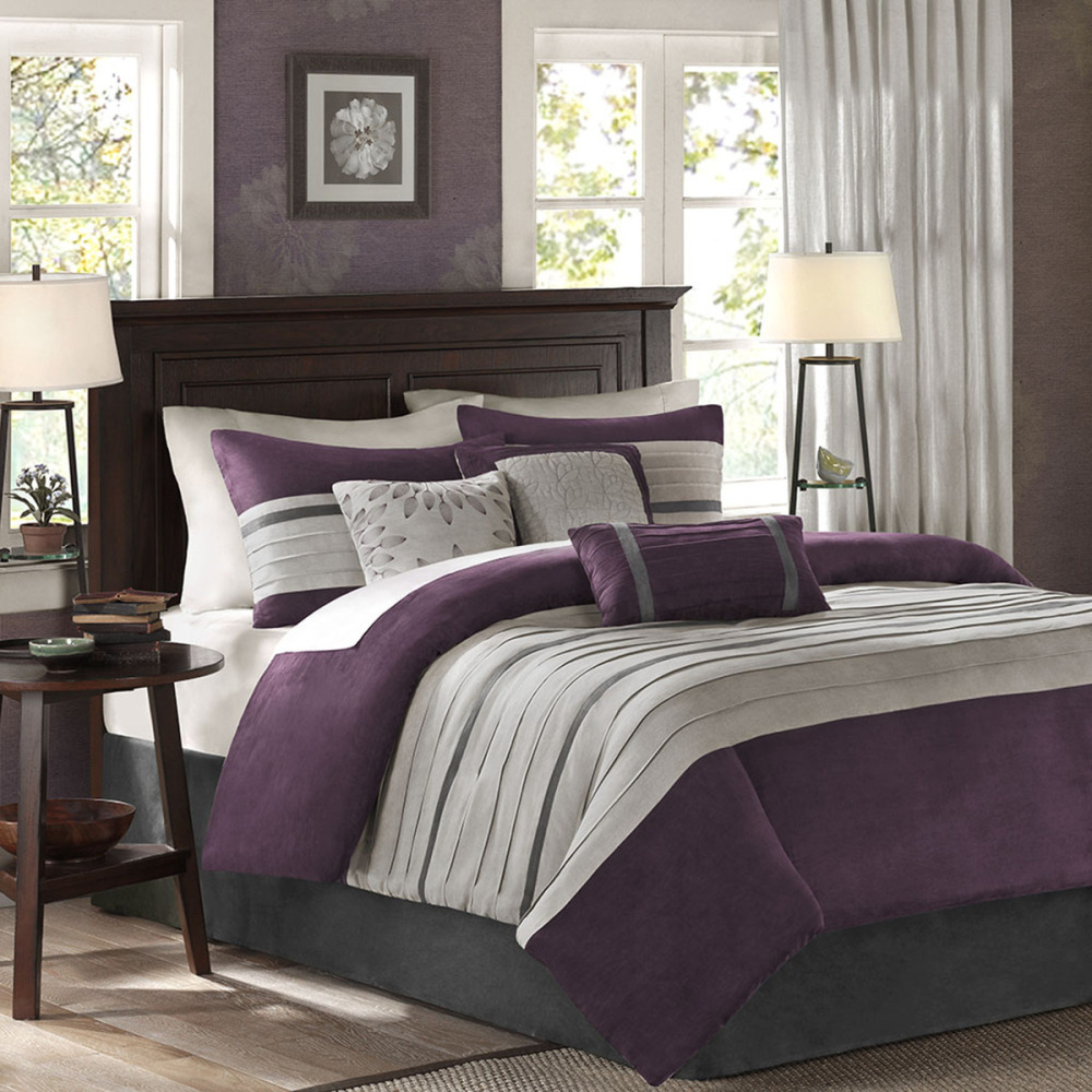 7 PC Pieced Faux Suede Comforter Set