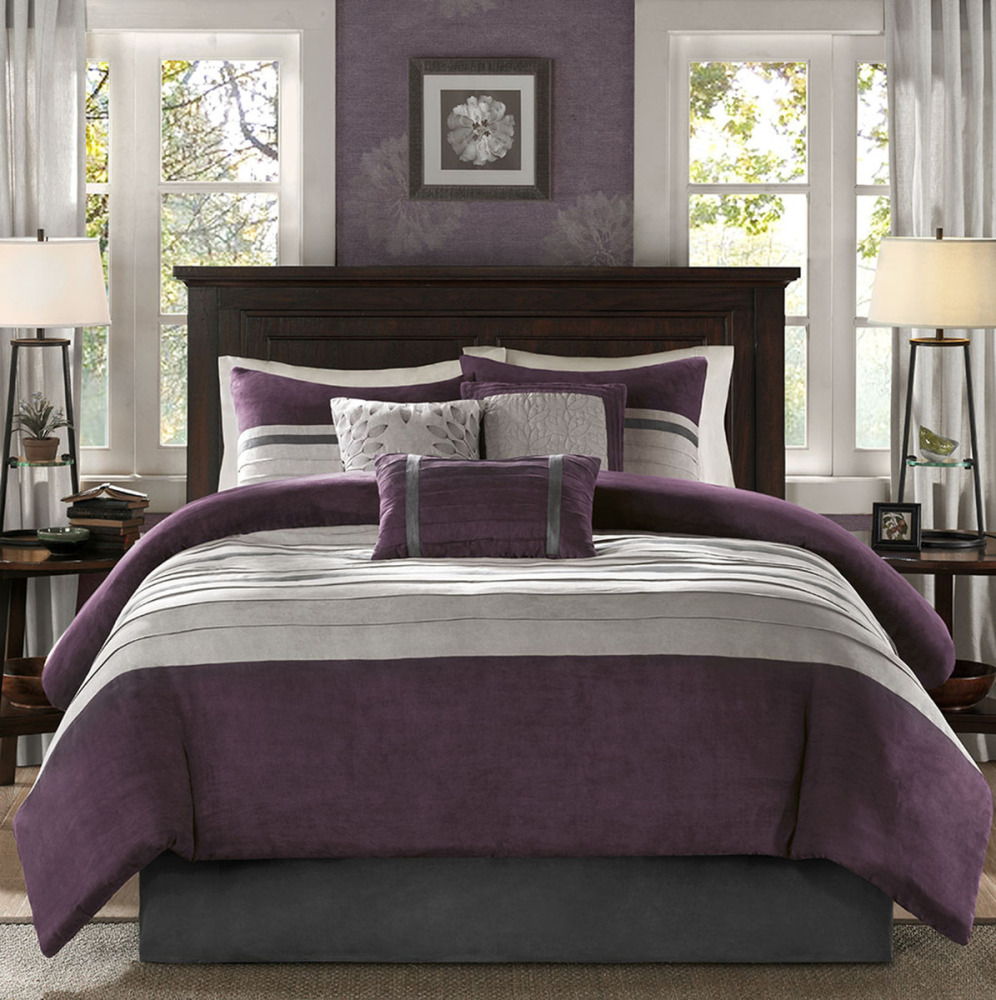 7 PC Pieced Faux Suede Comforter Set