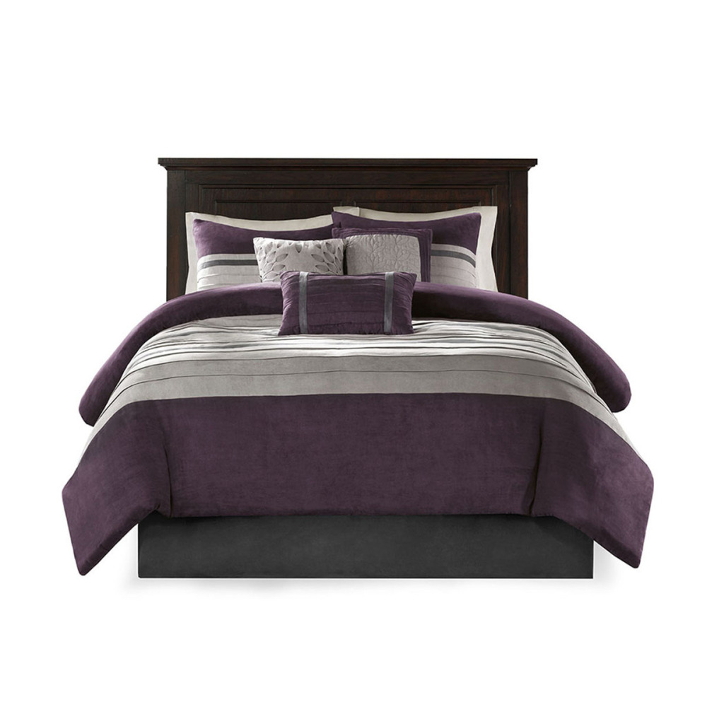 7 PC Pieced Faux Suede Comforter Set