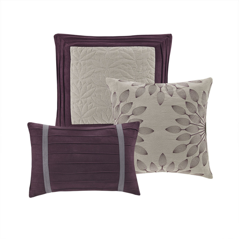 7 PC Pieced Faux Suede Comforter Set