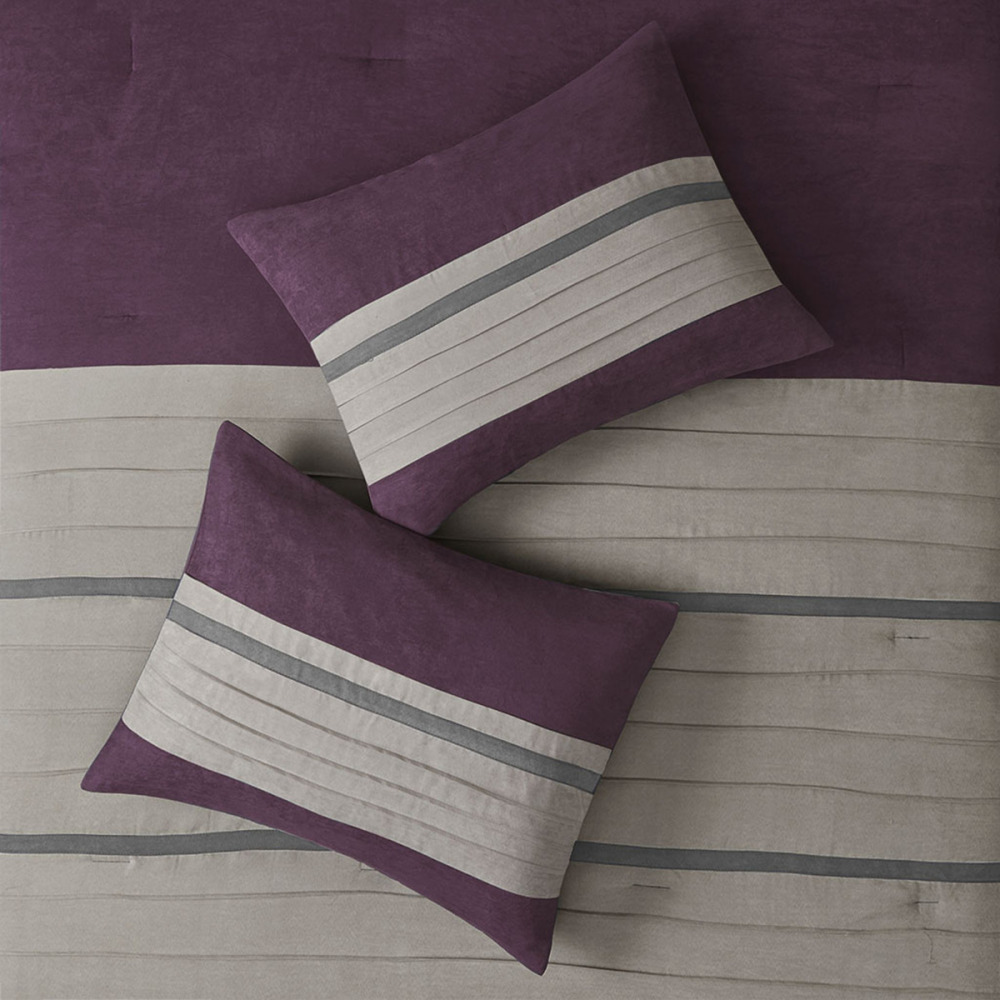 7 PC Pieced Faux Suede Comforter Set