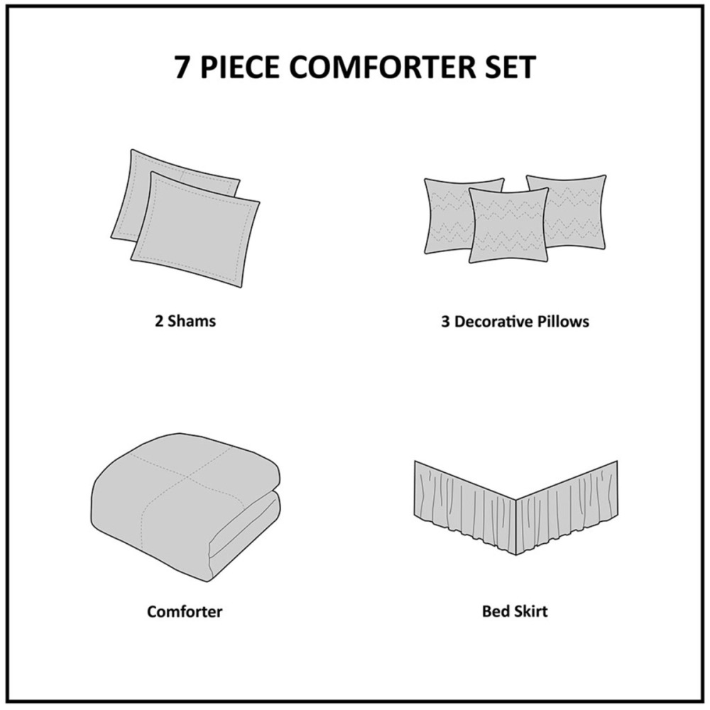 7 PC Pieced Faux Suede Comforter Set