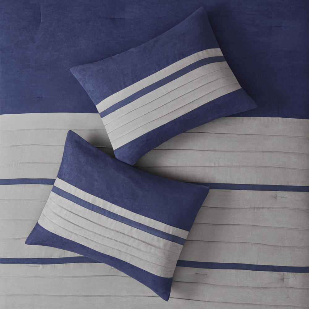 7 PC Pieced Faux Suede Comforter Set