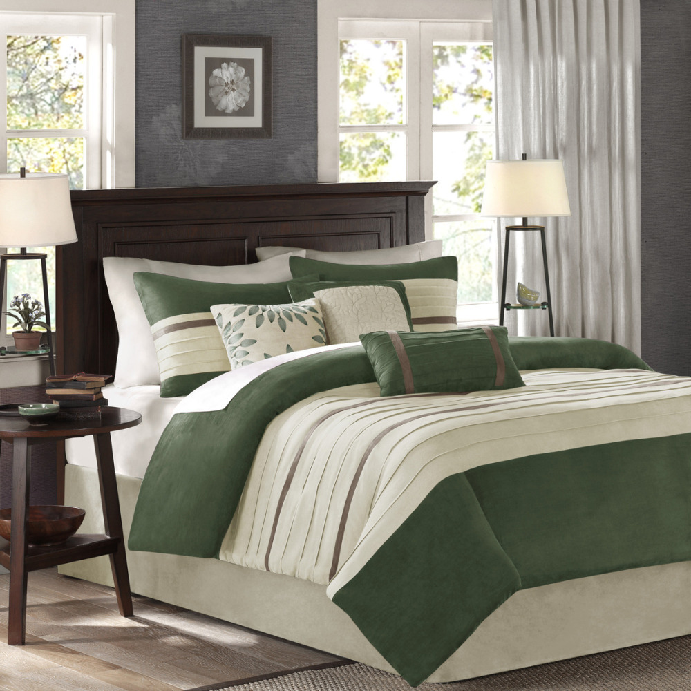 7 PC Pieced Faux Suede Comforter Set
