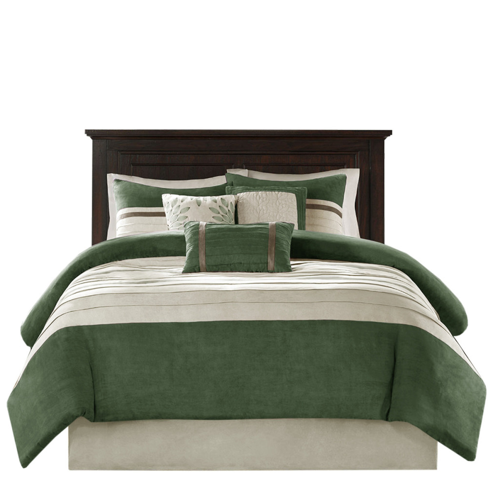 7 PC Pieced Faux Suede Comforter Set