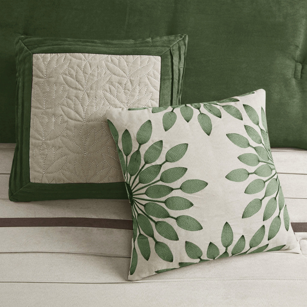 7 PC Pieced Faux Suede Comforter Set