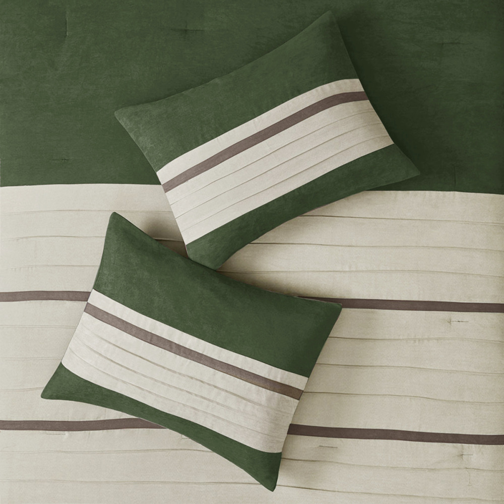 7 PC Pieced Faux Suede Comforter Set