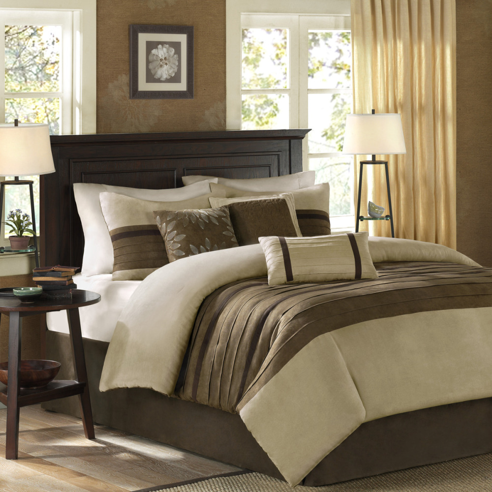 7 PC Pieced Faux Suede Comforter Set