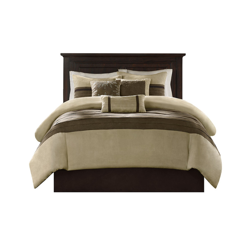 7 PC Pieced Faux Suede Comforter Set