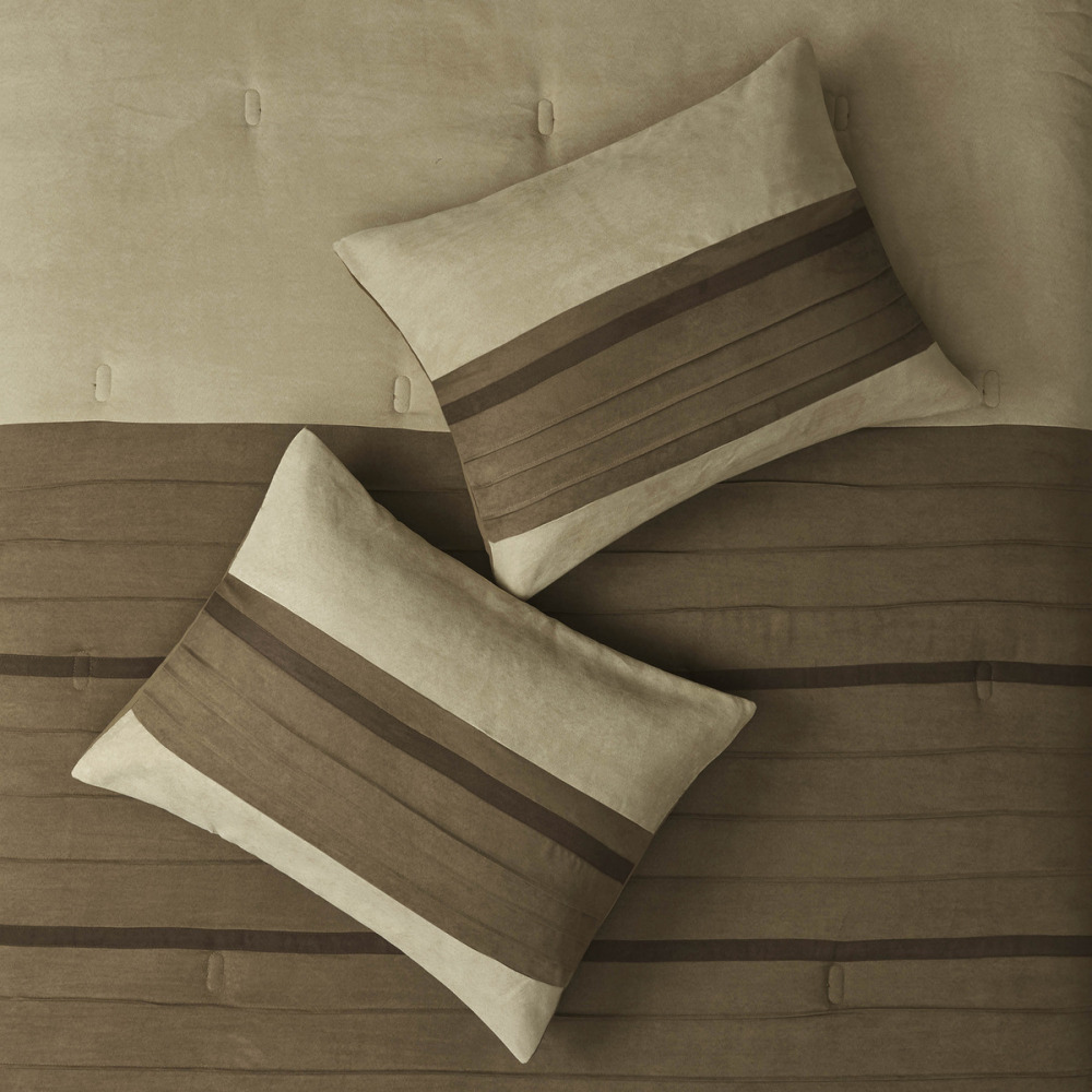 7 PC Pieced Faux Suede Comforter Set