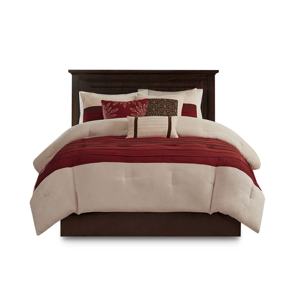 7 PC Pieced Faux Suede Comforter Set