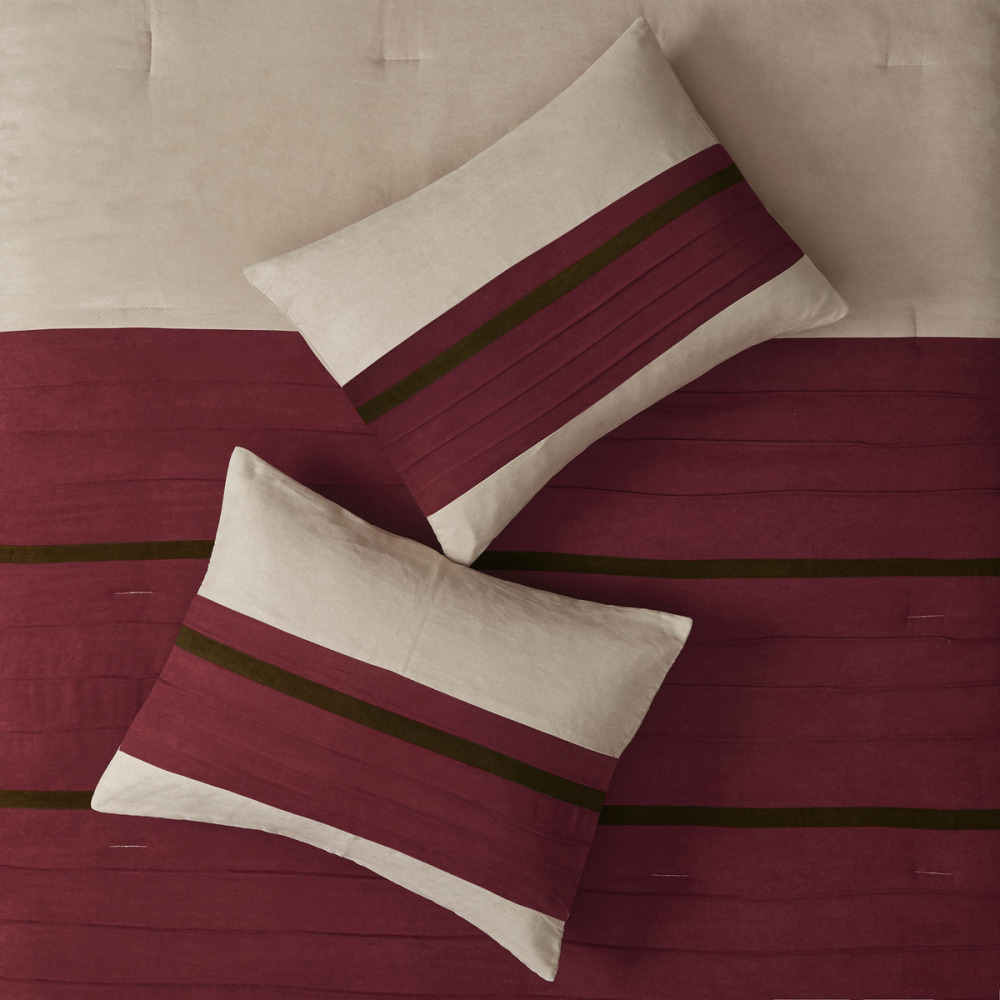 7 PC Pieced Faux Suede Comforter Set